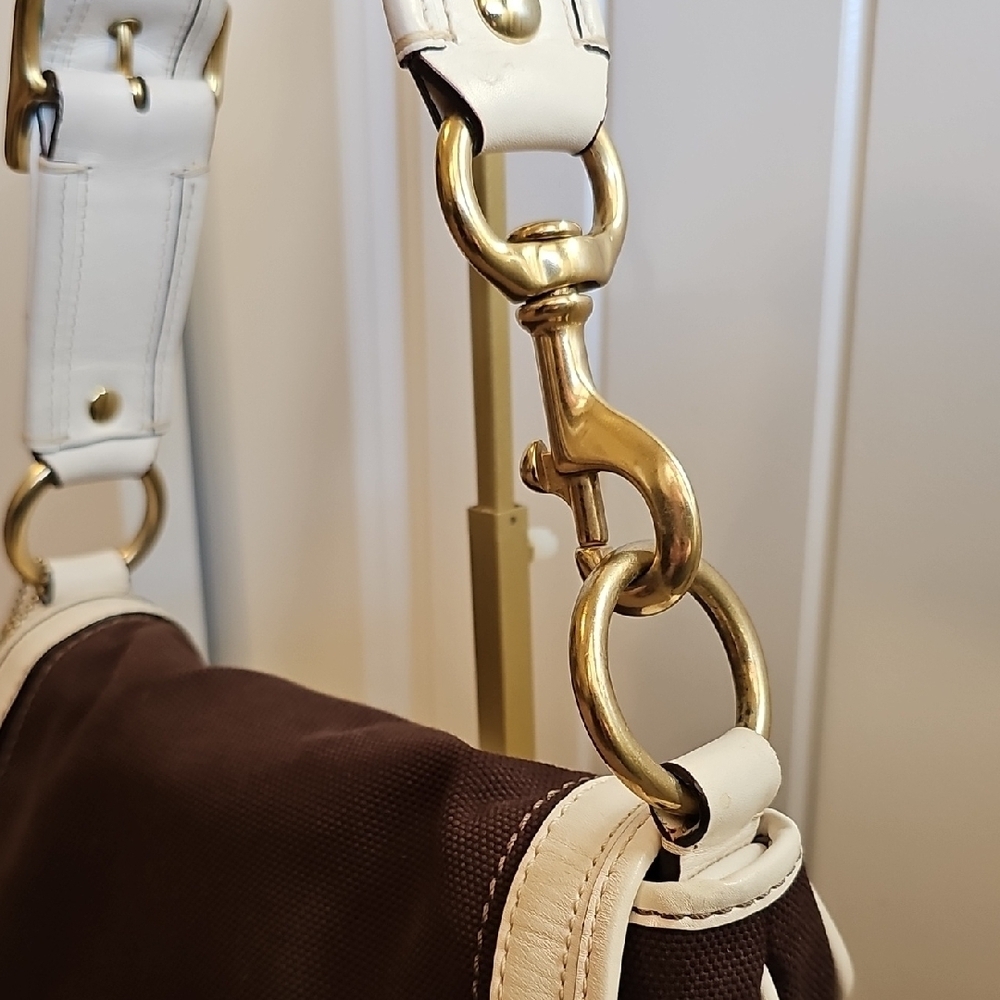 Coach Vintage 2006 EUC Legacy Parchment/Brown Slim Flap Ali Turnlock Bag - Picture 7 of 12